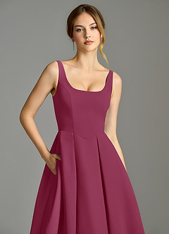 Azazie Amalie Bridesmaid Dresses Mulberry A-Line Pleated Chiffon Dress image7