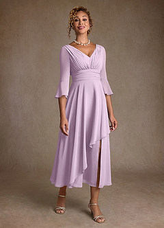 Azazie Aerynne Mother of the Bride Dresses Frosted Lilac A-Line Pleated Chiffon Dress image1