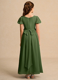 Azazie Joss Flower Girl Dresses Olive A-Line with Sleeves Chiffon Dress image10