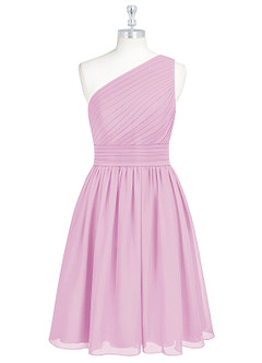 Azazie Katrina Bridesmaid Dresses Candy Pink A-Line One Shoulder Chiffon Dress image6