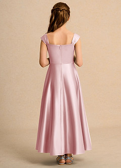 Azazie Bundle Girls Formal Blumenmädchenkleider A-Linie Plissee Matte Satin Kleid Puderrosa image2