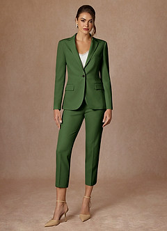 front Kennedy Olive Structured Stretch Dress Pants