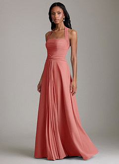 Azazie Clarisa 신부 들러리 드레스 A라인 주름진 쉬폰 바닥 길이 드레스 image6