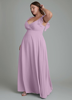 Azazie Leilani Bridesmaid Dresses Wisteria A-Line Pleated Chiffon Dress image10