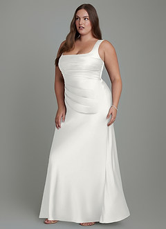 Azazie Agustina Bridesmaid Dresses White Mermaid Corset Stretch Satin Dress image11