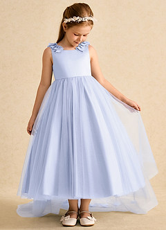 Azazie Lorita Robe Demoiselle D'honneur Fillette Robe Trapèze en Tulle Perlé Lavande image5