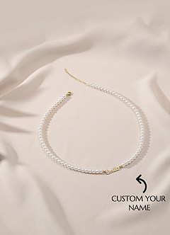 front Personalized Name Pearl Necklace