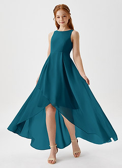 Azazie Lizette Junior Ink Blue A-Line Pleated Chiffon Dress image1