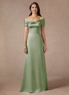 Azazie Amelia vestidos de madre de la novia Vestido de Salvia Polvorienta de Satén Elástico de Corte En A con Vestidos sin tirantes image3