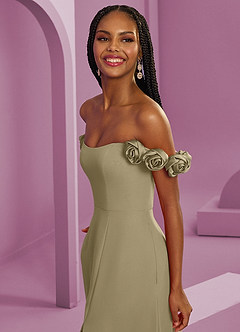 Barbie ♥ Azazie Bridesmaid Dresses Moss Green A-Line Off the Shoulder Chiffon Convertible Dress image5