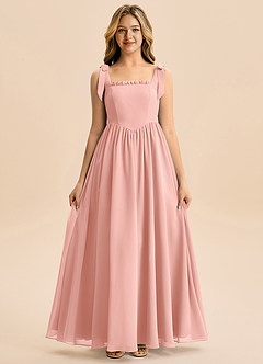 Azazie Delia Junior Abito A-Line in Chiffon Fiocco Rosetta image5