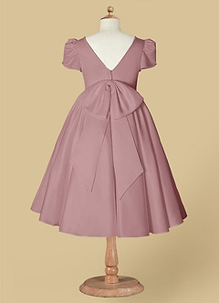 Azazie Juno vestidos de niña de las flores Vestido de Rosa Polvorienta de Satin Mate de Acampanado con Escote de Corazón image7