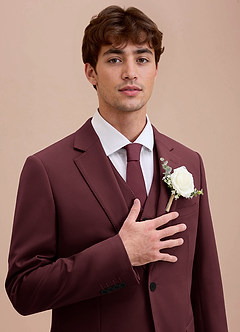 front Ethan Cabernet Refined Weave Performance Suit