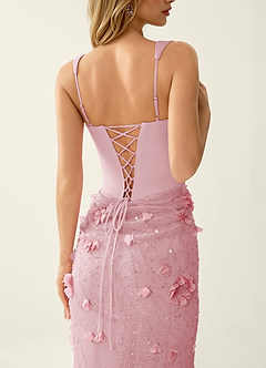 Belinda Pink 3D Flowers Corset Lace Up Back Mermaid Prom Dress image7