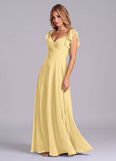 Azazie Leilani Bridesmaid Dresses Butter A-Line Pleated Chiffon Dress image5