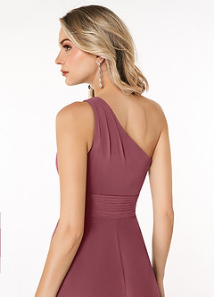 Azazie Dallas Bridesmaid Dresses Desert Rose A-Line One Shoulder Chiffon Dress image5