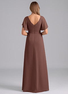 Azazie Ambrosia Bridesmaid Dresses Espresso A-Line Pleated Chiffon Dress image6