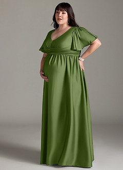 Azazie Verna Abiti da damigella d'onore premaman Abito A-Line Increspato Raso Elasticizzato Floor-Length image14
