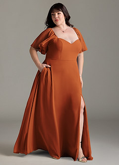 Azazie Chloe Bridesmaid Dresses Cinnamon A-Line Sweetheart Neckline Chiffon Dress image10