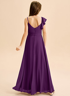 Azazie Kelsea Junior Abito A-Line in Chiffon Increspato Uva image2