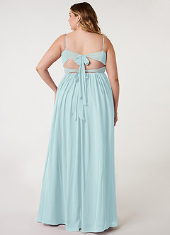 Azazie Zeya Bridesmaid Dresses Sea Glass A-Line V-Neck Pleated Chiffon Dress image7