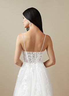 Azazie Aurorie Wedding Dresses Diamond White A-Line Sequins Tulle Dress image6