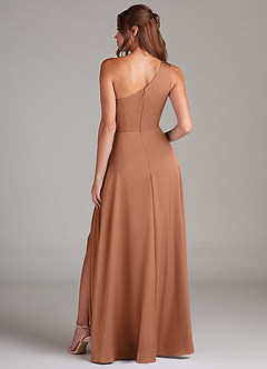 Azazie Brooke Bridesmaid Dresses Bronzer A-Line One Shoulder Stretch Satin Dress image7
