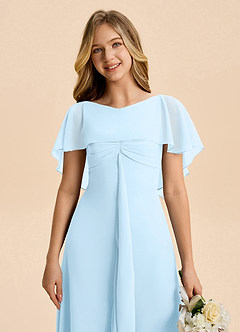 Azazie Selena Junior Sky Blue A-Line Ruched Chiffon Dress image7