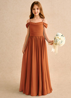 Azazie Shia Girls Formal Blumenmädchenkleider A-Linie Schulterfrei Chiffon Kleid Kanel image4
