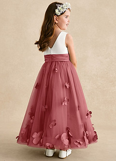 Azazie Vi Flower Girl Dresses Antique Rose A-Line Sleeveless Tulle Dress image4