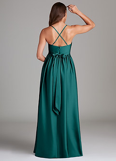 Azazie Llana Maternity Bridesmaid Dresses A-Line Stretch Satin Floor-Length Dress with Pockets image2