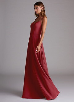 Azazie Marley Bridesmaid Dresses Pomegranate A-Line Off the Shoulder Chiffon Convertible Dress image6