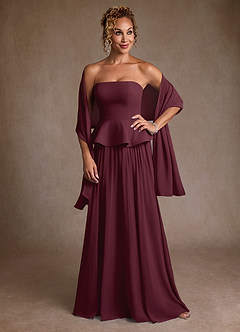 Azazie Josabeth Mother of the Bride Dresses Cabernet A-Line Pleated Chiffon Dress image1