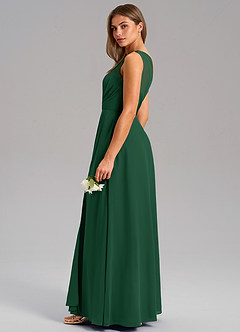 Azazie Phaedra Brautjungfernkleider A-Linie One-Shoulder Chiffon Kleid Dunkelgrün image6