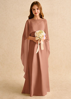 Azazie Fishie Junior Formal Jurken voor bloemenmeisjes A-Lijn Jurk van Mat Satijn Bronzeertint image3