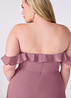Barbie ♥ Azazie Brudtärnklänningar Klänning av A-Line i Chiffong Av axeln Vintage Mauve Konvertibel image11