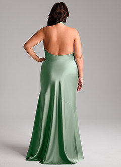 Azazie Lorena Robes de demoiselle d'honneur Robe Sirène en Satin extensible Plissée Agave image2