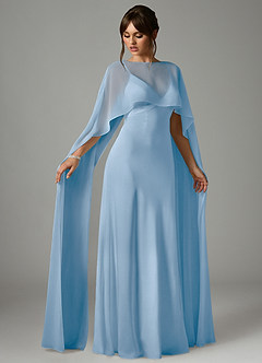 Azazie Stefania Robes de demoiselle d'honneur Robe Trapèze en Satin extensible Poudre Bleue image3