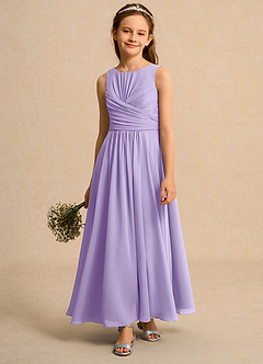 Azazie Ducky Junior Formal Flower Girl Dresses Lilac A-Line Pleated Chiffon Dress image4