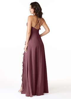 Azazie Tarni Bridesmaid Dresses Sangria A-Line Chiffon Dress image2