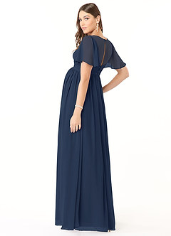 Azazie Verna Maternity Bridesmaid Dresses A-Line V-Neck Ruched Chiffon Floor-Length Dress image4