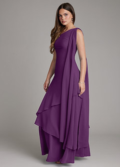 Azazie Monique 신부 들러리 드레스 A라인 한쪽 어깨 쉬폰 바닥 길이 드레스 image3