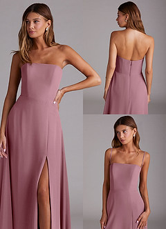 Azazie Wren Bridesmaid Dresses Vintage Mauve A-Line Side Slit Chiffon Convertible Dress image9