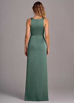Azazie Wrenlee Bridesmaid Dresses Eucalyptus A-Line Stretch Satin Dress image7