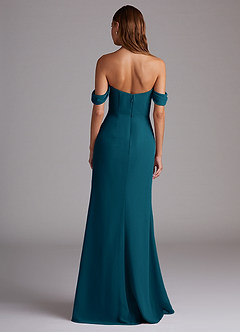 Azazie Saige Jurken voor bruidsmeisjes Converteerbaar Jurk van Chiffon met A-Lijn Off the Shoulder Inkt Blauw image7
