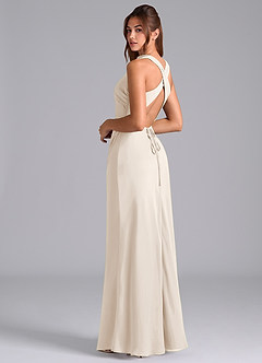 Azazie Evadne Bridesmaid Dresses White Alabaster Sheath Pleated Chiffon Dress image2