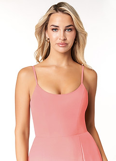 Azazie Moira Bridesmaid Dresses Coral A-Line Scoop Chiffon Dress image6