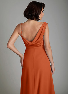 Azazie True Bridesmaid Dresses Burnt Orange A-Line Pleated Chiffon Dress image4