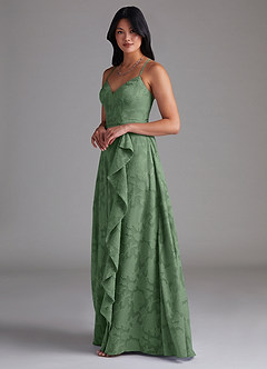 Azazie Naeem Bridesmaid Dresses Eucalyptus A-Line Floral Burnout Dress image2