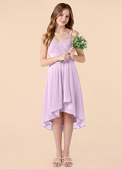 Azazie Mariam Junior Jurk van Chiffon met A-Lijn Geplooid Frosted Lila image5